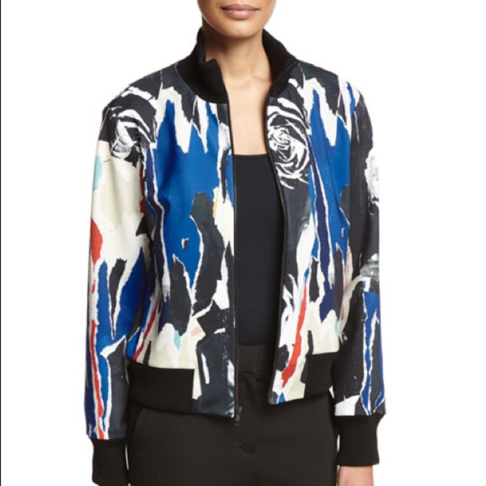 DKNY | Abstract Ponte Bomber Jacket, Black/Multicolor